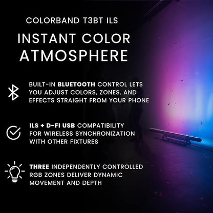 CHAUVET DJ – COLORband T3BT ILS Linear Wash Light | Full-Size RGB Wash with Bluetooth Control, ILS Instant Light Shows, D-Fi USB Wireless DMX, Three-Zone Effects, Stage and Event Lighting