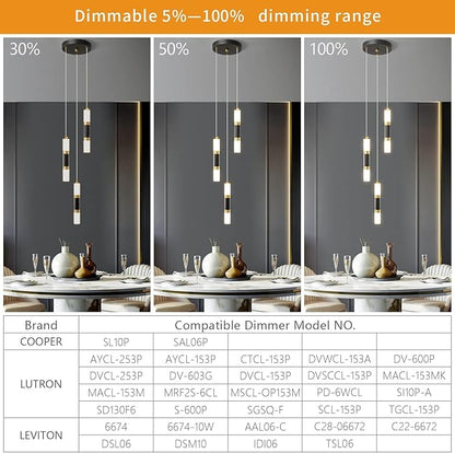 Modern Kitchen Pendant Lighting Over Island Dimmable LED 3 Light Mini Pendant Light, Pendant Lights Kitchen Bedroom Modern Pendant Light Fixtures (Black Gold)