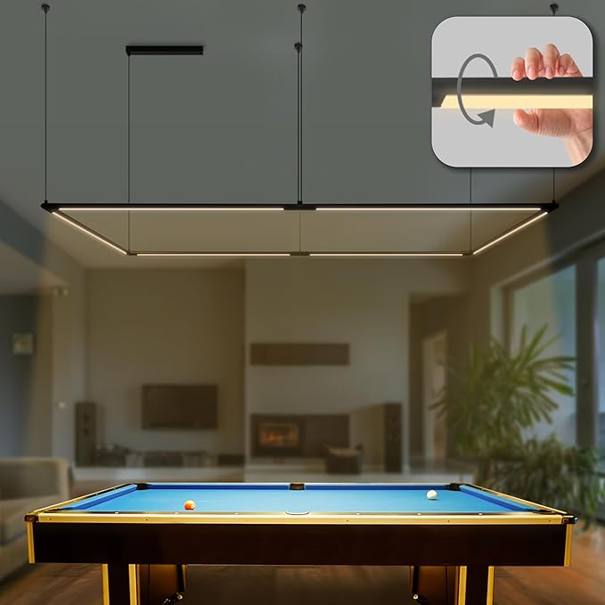 Solvita Professional LED Billiard & Pool Table Lights, Non-Flickering & Evenly Distributed Light Source, Adjustable Height & 360° Rotatable Light Angle - Bright White 3000K (49.6 x 98.5 inch)