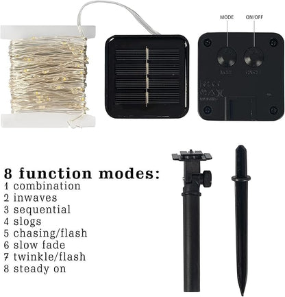Dazzle Bright 4 Pack Solar String Lights Outdoor, Total 160FT 480LED Solar Powered Waterproof Fairy Lights 8 Modes, Silver Wire Lights for Christmas Patio Party Tree Yard Decoration (Multi Color)