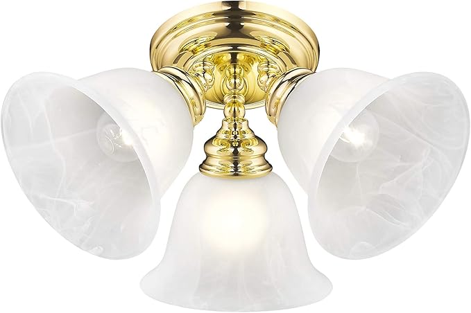 Livex Lighting 1358-02 Essex 3-Light Ceiling Mount, Polished Brass