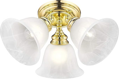 Livex Lighting 1358-02 Essex 3-Light Ceiling Mount, Polished Brass