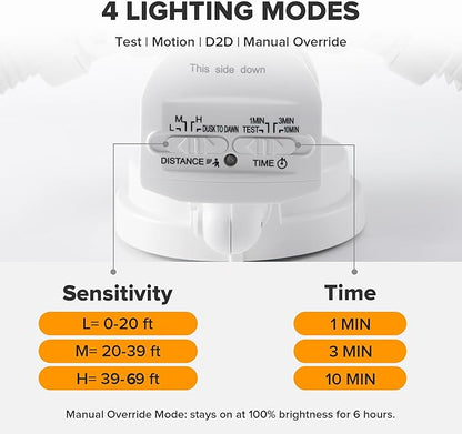 UME 49W 5500LM LED Security Lights Motion Sensor Light Outdoor, 5000K Daylight, IP65 Waterproof, Dusk to Dawn, 3 Head Motion Detected Flood Light for Garage, Yard, Porch(White)
