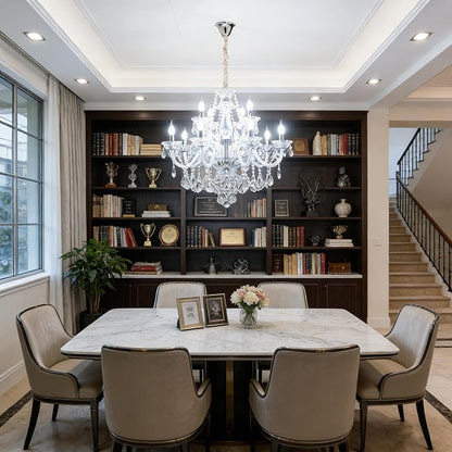 Modern Clear Crystal Chandelier For Dinning Room Light Fixtures K9 Crystal Candle Ceiling Lighting Modern Transparent Crystal Lamp12-light For Living Room Bedroom Lobby Foyer (Clear 12 lights)