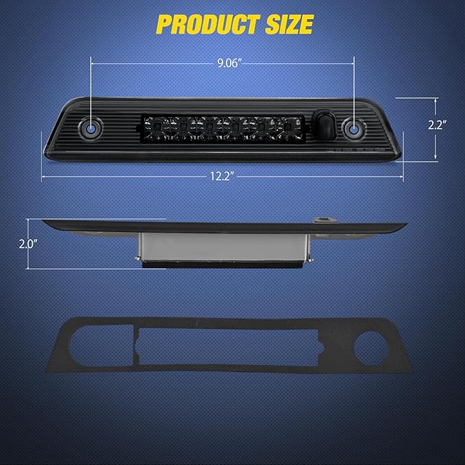Nilight Third Brake Light Tail High Mount 3rd Stop Lights Smoked Lens Compatible with Jeep Liberty 2008 2009 2010 2011 2012 Van SUV Rear Center Cab Lamp