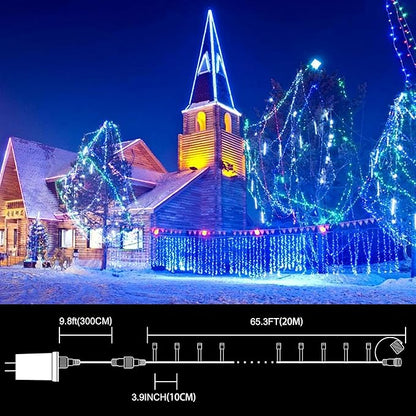 LAMPHOME 66FT 200 LED Blue Christmas Lights,16 Modes Connectable Fairy String Lights, Plug in Indoor Outdoor Blue Lights for Xmas Tree, Party, Garden, Hanukkah, Independence Day Patriotic Patio Decor