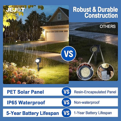 8 Pack Solar Lights Outdoor Waterproof IP65,3000K Super Bright LED,2 Lighting Modes, Solar Powered Yard Garden Solar Spot Lights for Flag Landscape Auto On/Off