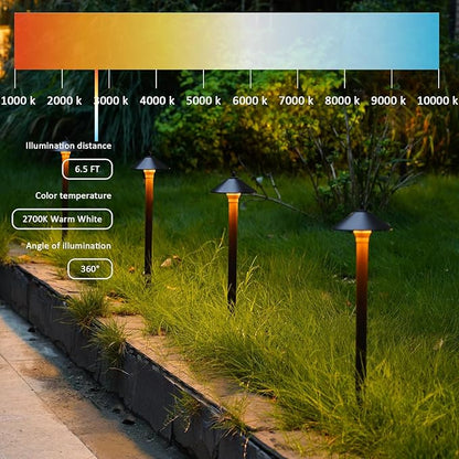 Pathway Lights 2PK Low Voltage Outdoor Landscape Lighting 10W 25 Lumen 2700K 12V AC Path Lights Warm White Light with Bulb Connector Spike Stake for Garden Yard Driveway Lawn