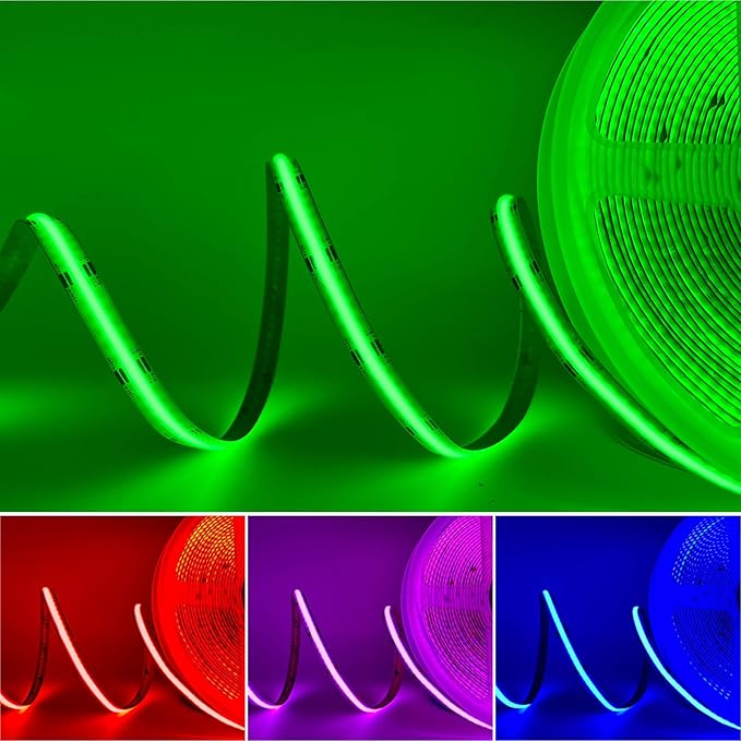 GIDEALED 24V COB RGB LED Strip Light 32.8ft,16 Million RGB Colors Changing,High Density 6720 LEDs Flexible COB LED Strip Light DC 24V for Bedroom Decoration (Without LED Controller&24V Power Supply)