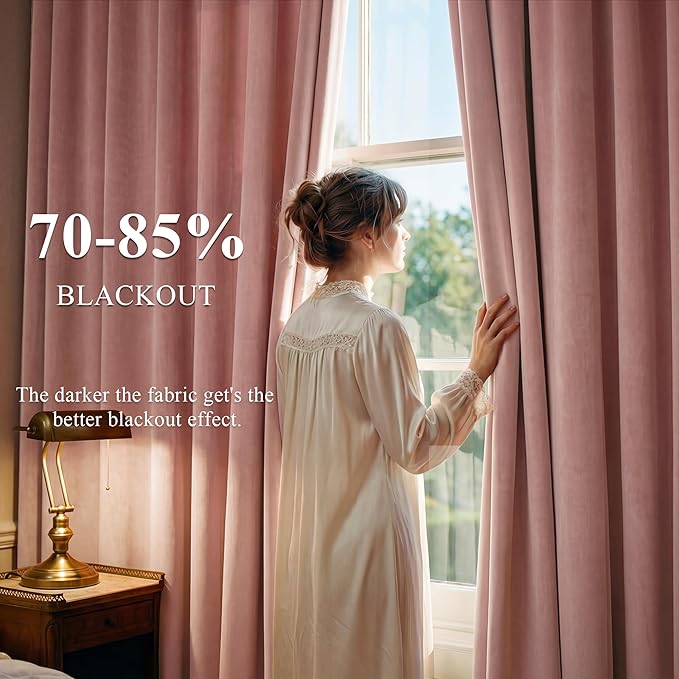 StangH Dusty Pink Velvet Curtains 120 inches Extra Long Privacy Window Drapes for Living Room Bedroom, Backdrop Curtains for Birthday Party/Baby Kids, W52 x L120, 2 Panels