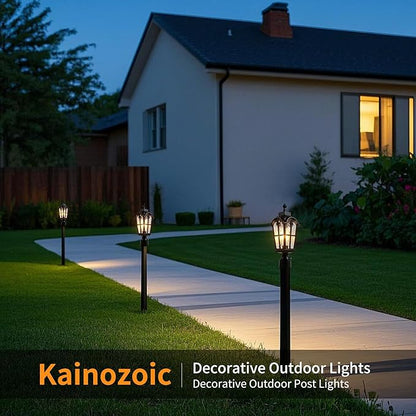 Dawn to Dusk Sensor Outdoor Post Lights Waterproof Post Light Fixture Outdoor Anti-Rust Waterproof Exterior Lamp Post Lighting for Front Door Yard Pathway Driveway Fence - 2 Pack
