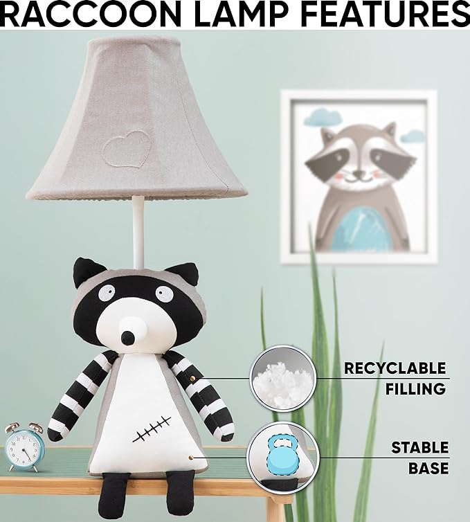 Raccoon Kids Lamp for Boys Bedroom - 18", Animal Lamp for Kids Room - Cute Christmas Gifts, Birthday Gifts for All Ages: Toddler Girls, Children, Grandkids 3 4 5 and Up Years Old, Sister, Brother