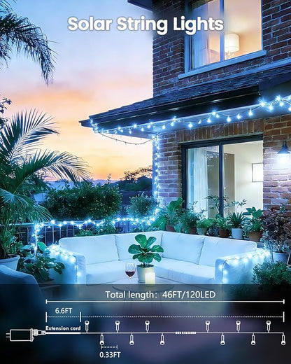 OZS 2PK 240LED Solar Sring Lights Outdoor Waterproof, Solar Christmas Lights for Outside, Green Wire Tree Electric Holiday Light with 8 Lighting Modes for Christmas Decorations(Cool White)