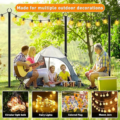 2 Pack 10FT String Light Poles,Metal with Fork Lights Poles for Outdoor String Light, Rustproof Heavy Duty for Outside Garden,Patio,Wedding,Backyard,Deck,Party