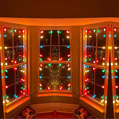 C7 Christmas Lights Outdoor 25Ft LED Christmas String Lights with 27 Multicolor LED Bulbs(2 Spare), Vintage Colorful String Lights for Garden Wedding Party Xmas Decoration, Green Wire