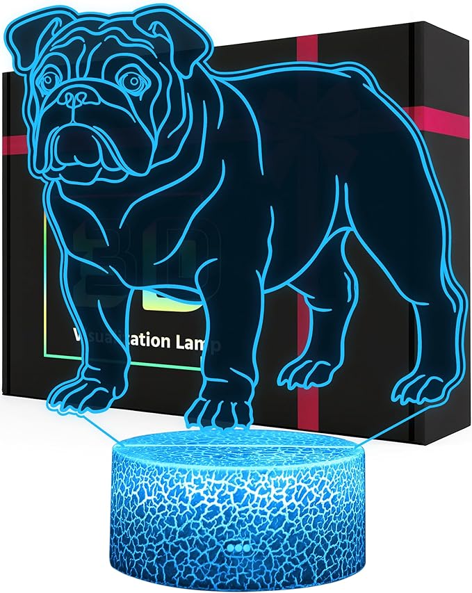 Bulldog Night Light, 16 Colors Changing Dimmable with Remote, Bulldog Memorial Gifts for Loss of Dog, Bulldogs Lamp Home Room Office Decoration
