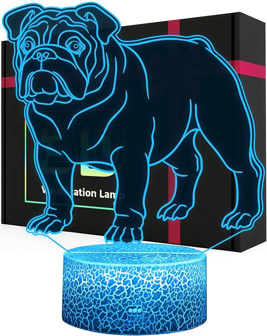 Bulldog Night Light, 16 Colors Changing Dimmable with Remote, Bulldog Memorial Gifts for Loss of Dog, Bulldogs Lamp Home Room Office Decoration