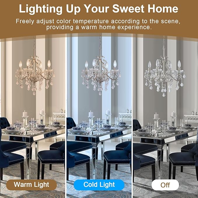 Crystal Chandelier Light Fixture, Modern K9 Crystal Chandeliers for Dining Room 4-Lights Nickel Pendant Ceiling Light Fixture for Entryway Kitchen Island Bathroom Bedroom Living Room, H 21" x W 17.7"