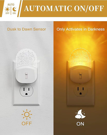 DORESshop Night Lights Plug Into Wall [2 Pack], Amber Warm Night Light, 1800K, Dusk to Dawn Sensor, Adjustable Brightness LED Night Light for Bathroom, Hallway, Stairway