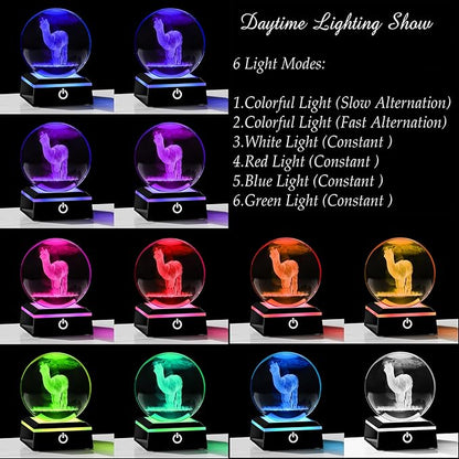 Llama Gifts for Women 3D Crystal Ball with 7-Color Changing Base - Llama Stuff Statue Home Decor - Glass Llama Figurine for Shelf Desk Office or Bedroom