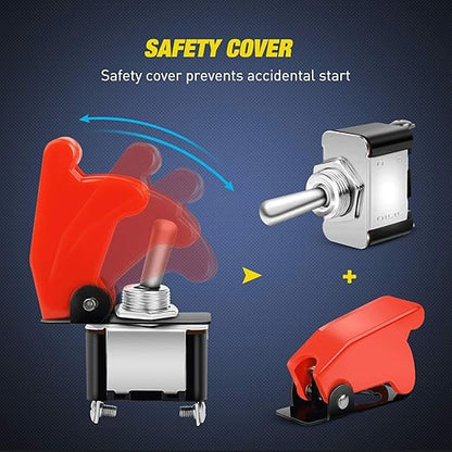 Nilight 90014E Heavy Duty Rocker Toggle Switch 12V 20A Red Cover SPST ON/Off 2Pin Car Truck Boat-5 Pack