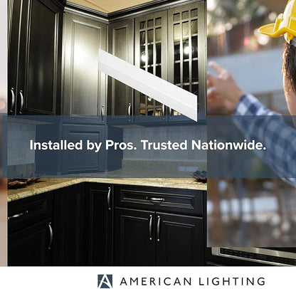 American Lighting LED Courant Plus Undercabinet Light 40 Inch 5CCT 90+ CRI 2000 Lumens with USB-A USB-C and 20A Receptacles White Finish Title 24 Compliant