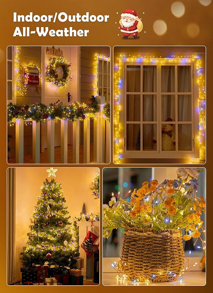 Fairy Lights Battery Operated, 4-Pack Total 40FT 480LEDs Fairy Lights Indoor with Timer, Decorations for Home Stairs Table Tree, Gifts for Kids, 2-Color Twinkling String Lights