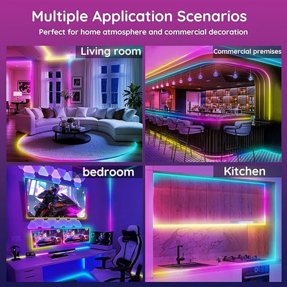 FBZ 150Ft Led Rope Lights, Flexible Neon Lights Control with App/Remote, Multiple Modes, IP65 Outdoor RGB Waterproof, Music Sync Gaming Light Strip for Bedroom Decor