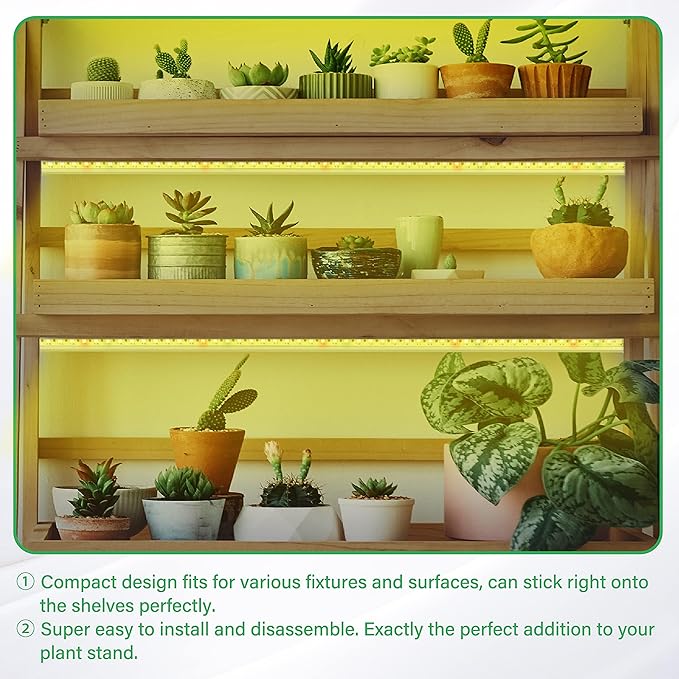 iPower 40W LED Plant Grow Light Strips Full Spectrum for Indoor Plants with Auto ON/Off 3/9/12H Timer, 3 Tubes, Yellow