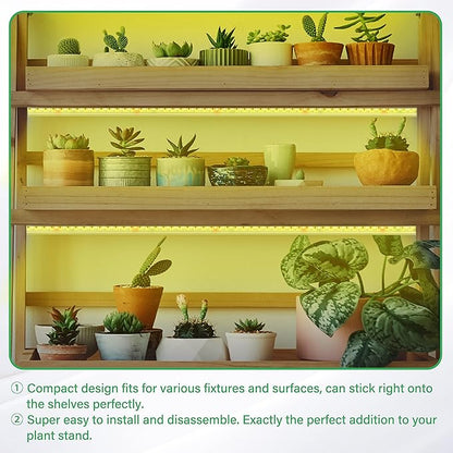 iPower 40W LED Plant Grow Light Strips Full Spectrum for Indoor Plants with Auto ON/Off 3/9/12H Timer, 3 Tubes, Yellow