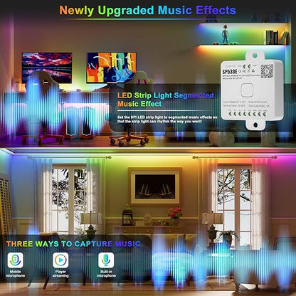 MIWISE LED Controller Smart LED Driver Dimmer WiFi+Bluetooth Dimmable 12-in-1 for PWM+SPI COB/SMD/5050 LED Strip Lights Single Color CCT RGB RGBW RGBCCT Tape Light DC5V 12V 24V,Work with Alexa/Google