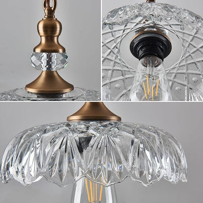 CVKASH Vintage Glass Pendant Light Fixture 3-Pack Brass Modern Adjustable Chandelier Farmhouse Hanging Ceiling Light for Hallway Porch Kitchen Bedroom Coffee Shop Dining Room