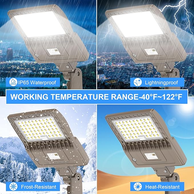 480V LED Parking Lot Pole Lights 200W 28,000lm 5000K Commercial Outdoor Shoebox Light UL Listed IP65 Waterproof with Adjustable Slip Fitter for Driveway Backyark Sport Court Super Bright
