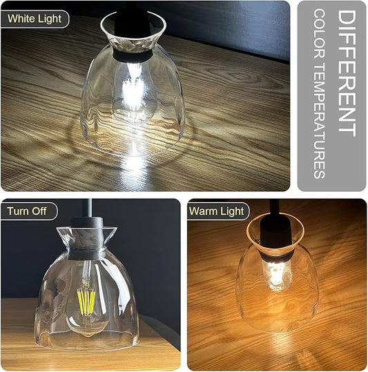 Pendant Light Over Sink with Industrial Hammered Glass Farmhouse Hanging Ceiling Light Adjustable Cord for Kitchen Island Dining Table