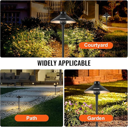 VEVOR 12 Pack Low Voltage Landscape Path Lights, 3W 210LM 12V-24VAC/DC Outdoor LED Pathway Lighting, 3000K Warm White Walkway Lights with Quick Connectors, IP66 Waterproof for Yard Garden Sidewalk