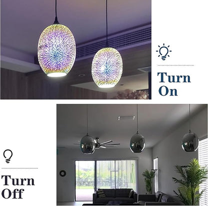 Modern 3D Fireworks Pendant Light Colorful Pendant Lights Colorful Glass Fireworks Art Pendant Light Unique Fixture for Kitchen Island Restaurant Living Room Bedroom (Dia8.6 x H12.6, Bulb Incl.)