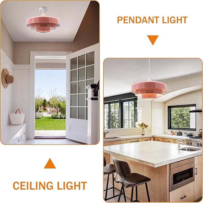 Pink Pendant Light Mid Century Pendant Lamp Nordic Pendant Lighting Fixture Hanging Ceiling Light 3-Layer Shade Design for Kitchen Island Dining Table Bedroom
