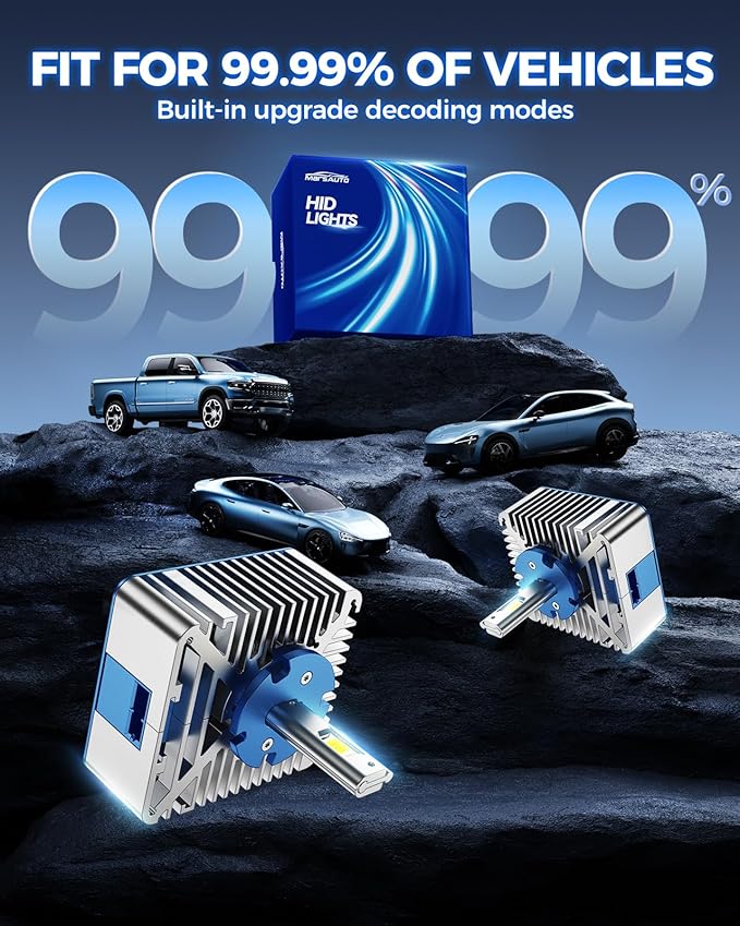 Marsauto D5S D5R HID Bulbs, 10X Brightness, 60,000LM 6500K White for HID Xenon Bulb, Plug and Play, Pack of 2