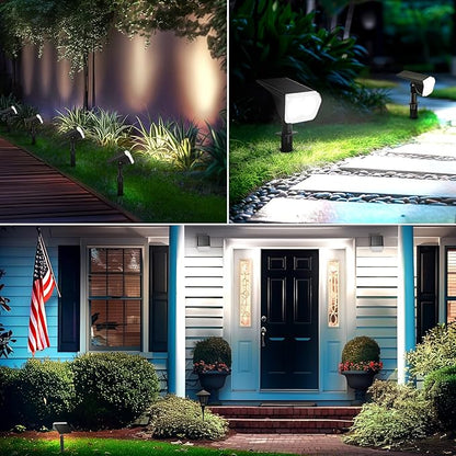 Consciot Solar Spot Lights Outdoor Waterproof, 24 LED Dusk-to-Dawn Solar Outdoor Lights, 2 in 1 Adjustable Wall Lights, Daylight Solar Landscape Spotlights for Garden Yard Wall Walkway, 6 Pack