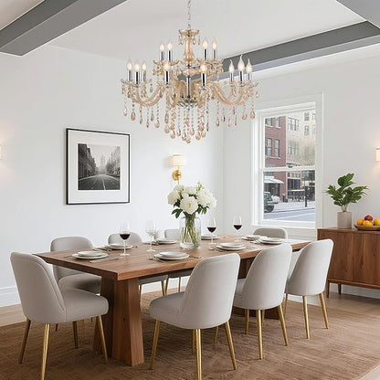 YYSHCHEN Cognac 15 Lights Large Crystal Chandeliers,Large Chandeliers for Dining Room,Living Room,Bedroom,Hallway,Entry Way 30.7"