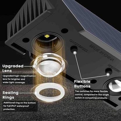 Fence Lights Solar Powered, 12-Pack Solar Fence Lights Up/Down Flexible Buttons, IP67 Waterproof for Outdoor, 100LM Bright, Auto Dusk to Dawn for Wall/Stairs/Yard/Railing/Deck/Pathway (White & RGB)