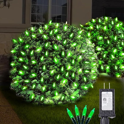 Neoclassy 120Led Christmas Net Lights Outdoor 5ft x 6ft Connectable, 8 Modes Waterproof Black Wire 29V Plug in Mesh Net Christmas Lights for Garden, Yard, Bushes, Trunk, Xmas Tree Decor (Green)