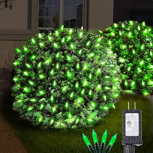 Neoclassy 120Led Christmas Net Lights Outdoor 5ft x 6ft Connectable, 8 Modes Waterproof Black Wire 29V Plug in Mesh Net Christmas Lights for Garden, Yard, Bushes, Trunk, Xmas Tree Decor (Green)