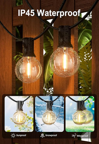 DAMAING Outdoor String Lights 400FT Patio Lights with 208 shatterproof G40 dimmable Globe LED Bulb, Waterproof connectable Outdoor Lighting for Backyard Porch Balcony gazobo, 4-Pack 100FT,Black