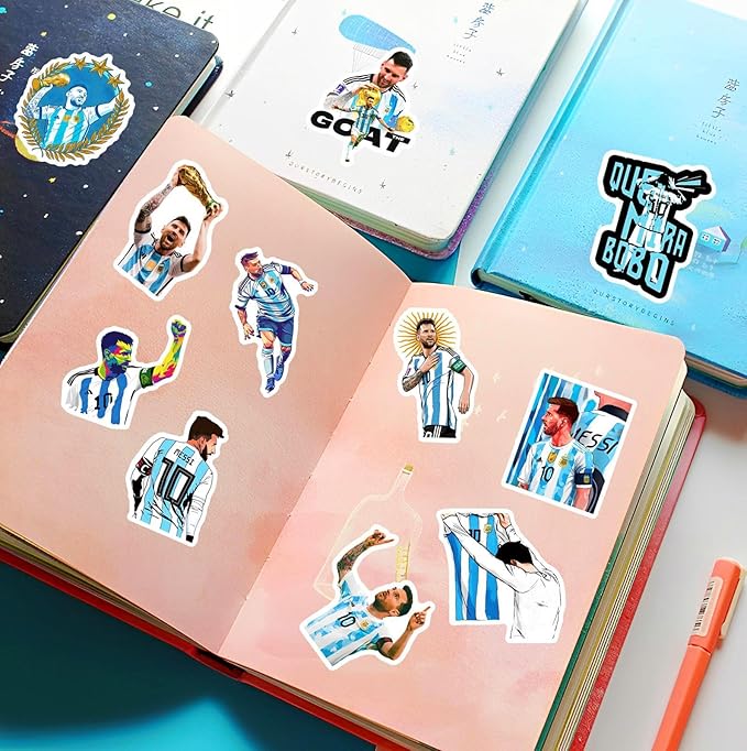 50PCS Soccer Player Messi Sticker for Fans, Vinyl Waterproof Laptop Water Bottle Stickers for Aldults Boys Girls Teens Cool Soccer Sport