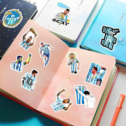 50PCS Soccer Player Messi Sticker for Fans, Vinyl Waterproof Laptop Water Bottle Stickers for Aldults Boys Girls Teens Cool Soccer Sport