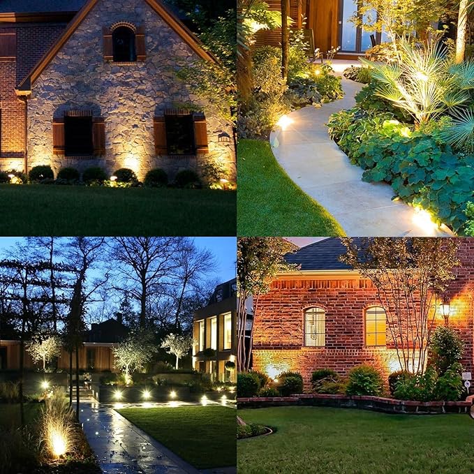 10W Low Voltage Landscape Lights 12V Landscape Lighting with Connectors Warm White Waterproof Outdoor Spotlights for Trees Pathway Lawn Yard （9 Pack）
