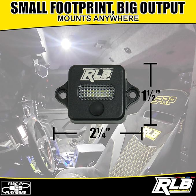Dome Light for UTV, Golf Cart, Offroad Vehicles, Interior LED Dome Light with Push Button! Compatible with Polaris Can Am Roll Bar 1" - 3" or Flush Mount.