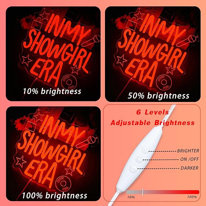 In My Showgirl Era Neon Sign - Orange LED Showgirl Wall Art, Pop Culture Party Decor & Wall Art, Funny Neon Sign for Bedroom, Man Cave Decor, USB Dimmable Gift, 12.2 * 11"