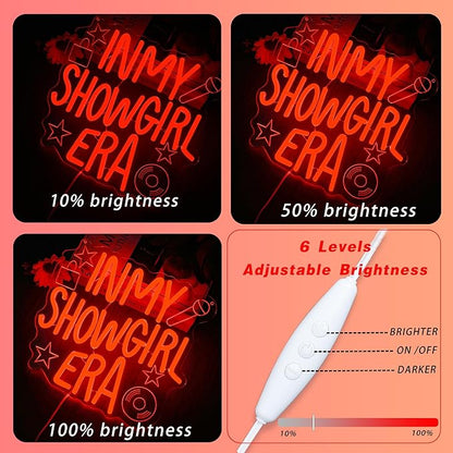 In My Showgirl Era Neon Sign - Orange LED Showgirl Wall Art, Pop Culture Party Decor & Wall Art, Funny Neon Sign for Bedroom, Man Cave Decor, USB Dimmable Gift, 12.2 * 11"